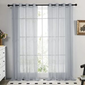 Voile Curtains Soild Eyelet Semi Transparent Net Curtains Super Soft Decorative Sheer Curtains 2 Panels 55 x 72 Inch Grey - Grey - Deconovo