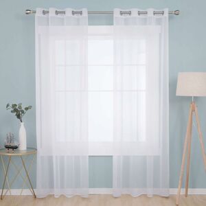 Voile Curtains Soild Eyelet Semi Transparent Net Curtains Super Soft Decorative Sheer Curtains 2 Panels 52 x 84 Inch White - White - Deconovo