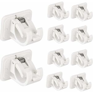 8 Pack Self Adhesive Curtain Rod Holder Hooks, No Drill Drapery Hook Brackets, Tie Rod Holder, For Towels, Curtains, Coats - Denuotop