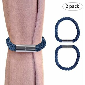 HOOPZI Magnetic Curtain Tieback Curtain Clips Rope Curtain Holder for Decoration, 2 Pieces (Tibetan Cyan)