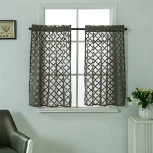 DENUOTOP Short Curtains Small Windows Short Country Style Curtains Vintage Sheer Panel Curtains Modern Kitchen Bistro Curtain Ink Gray 132 160