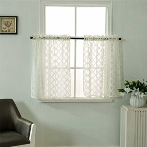 DENUOTOP Short Curtains Small Windows Short Country Style Curtains Vintage Sheer Panel Curtains Modern Kitchen Bistro Curtain Milky White 130 41 2pcs