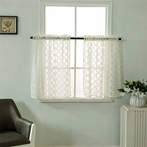 DENUOTOP Short Curtains Small Windows Short Country Style Curtains Vintage Sheer Panel Curtains Modern Kitchen Bistro Curtain Milky White 132 160 2pcs