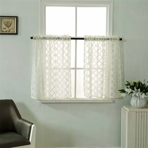 Short Curtains Small Windows Short Country Style Curtains Vintage Sheer Panel Curtains Modern Kitchen Bistro Curtain Milky White 74 61 2pcs - Denuotop