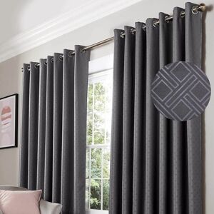 Diamond Blackout Ring Top Eyelet Thermally Efficient Curtains Charcoal 66 x 90 - Charcoal - Alan Symonds