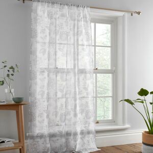 DREAMS & DRAPES Dreams&drapes - Marinelli Floral Print Slot Top Voile Curtain Panel, Grey, 55 x 48 Inch