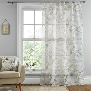 DREAMS & DRAPES Dreams&drapes - Tiverton Botanical Print Slot Top Voile Curtain Panel, Green, 55 x 48 Inch