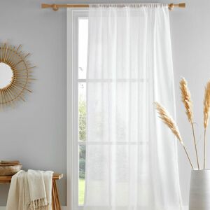 Drift Home - Kayla Textured Slub Slot Top Voile Curtain Panel, White, 55 x 72 Inch