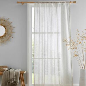 Drift Home - Kayla Textured Slub Slot Top Voile Curtain Panel, Natural, 55 x 90 Inch