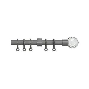 Newedgeblinds - Exenteable Metal Curtain Pole 13-16mm120cm - 210cm Silver Cyrstal