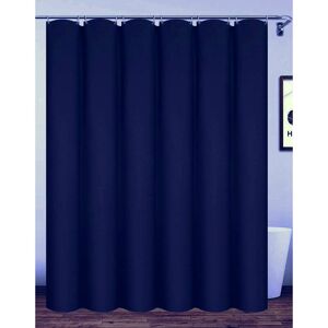 Rhafayre - Extra Long Polyester Waterproof Shower Curtain with Hooks Navy Blue 180 x 180cm