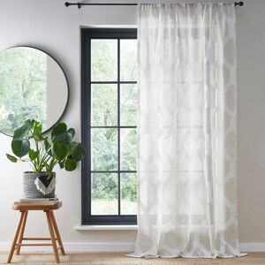 Linara Geometric Slot Top Voile Curtain Panel, Natural, 55 x 48 Inch - Fusion