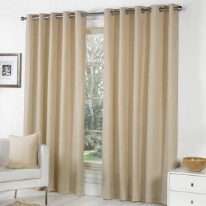 Sorbonne 100% Cotton Eyelet Lined Curtains, Natural, 46 x 54 Inch - Fusion
