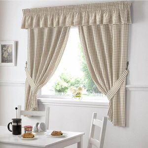 ALAN SYMONDS Gingham Kitchen Curtains Beige 46 x 54 - Beige