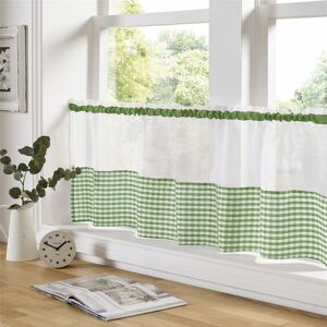 Alan Symonds - Gingham Ready Made Slot Top Voile Cafe Curtain Panel (59 x 18, Green) - Green