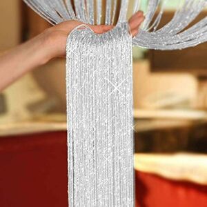 TINOR Glitter String Door Curtains Panel, Fly Screen Curtain,Doorways Divider for Window Decorative 100x200cm (White)