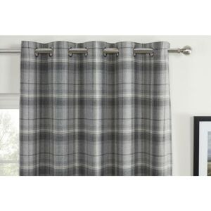 SUNDOUR Gorden John Textiles Carnoustie Curtains Blackout Eyelet Woven Check Grey 66 x 90 - Grey