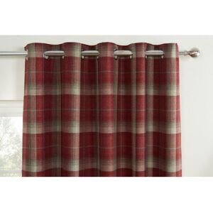 SUNDOUR Gorden John Textiles Carnoustie Curtains Blackout Eyelet Woven Check Red 66 x 72 - Red