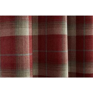 SUNDOUR Gorden John Textiles Carnoustie Curtains Blackout Eyelet Woven Check Red 66 x 90 - Red