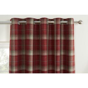 SUNDOUR Gorden John Textiles Carnoustie Curtains Blackout Eyelet Woven Check Red 90 x 72 - Red