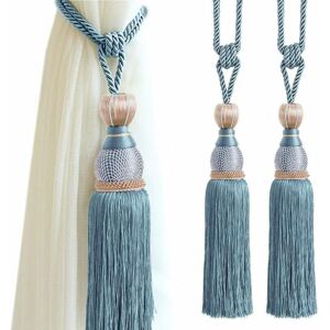 Alwaysh - Hand Braided Curtain Tiebacks - a Pair of Tassels - Home Window Decorative Accessories - Curtain Buckle - Peacock Blue - Set of 2