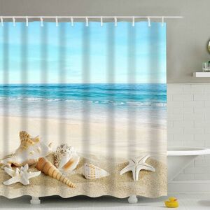 GROOFOO Home Curtain of Douch, Ocean Shower Curtain, Waterproof and Anti-Moisissure Sea Printed Beach With Elegant Pattern Room Curtains with (w 120 x h 180