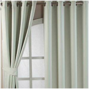 HOMESCAPES Homecapes Ivory Herringbone Chevron Blackout Curtains Pair Eyelet Style, 66x54