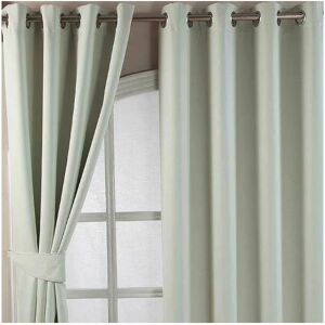 HOMESCAPES HOMECAPES Ivory Herringbone Chevron Blackout Curtains Pair Eyelet Style, 90x54