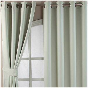 HOMESCAPES Homecapes Ivory Herringbone Chevron Blackout Curtains Pair Eyelet Style, 46x54