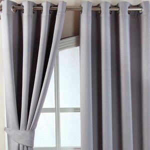 HOMESCAPES Homecapes Grey Herringbone Chevron Blackout Curtains Pair Eyelet Style, 46x72