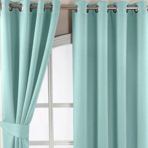 HOMESCAPES Homecapes Pastel Blue Herringbone Chevron Blackout Thermal Curtains Pair Eyelet Style, 45x72