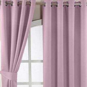 HOMESCAPES Homecapes Pastel Pink Herringbone Chevron Blackout Thermal Curtains Pair Eyelet Style, 65x90