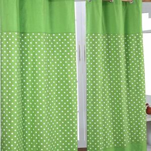 HOMESCAPES Homecapes Cotton Stars Green Ready Made Eyelet Curtain Pair, 137 x 228 cm Drop - Green