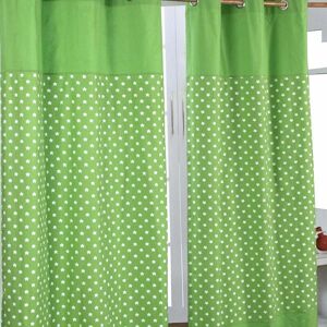 HOMESCAPES Homecapes Cotton Stars Green Ready Made Eyelet Curtain Pair, 137 x 182 cm Drop - Green
