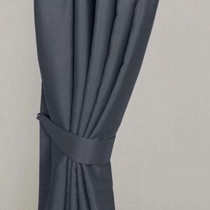 Homescapes - homecapes Dark Grey Herringbone Chevron Curtains Tie Backs Pair