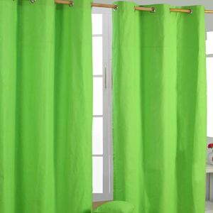 Homescapes - homecapes Plain Green Cotton Eyelet Curtains 137 x 182 cm - Green