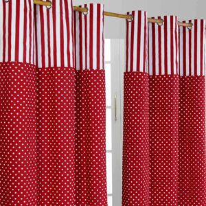 HOMESCAPES Homecapes Polka Dots Red Ready Made Eyelet Curtain Pair, 137 x 228 cm Drop - Red