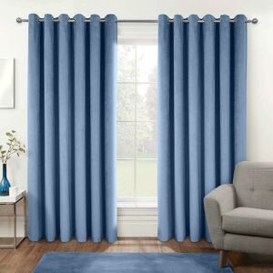 Thermal 100% Blackout Blue Velvet Curtains, 168 x 137 cm (66 x 54) - Blue - Homescapes