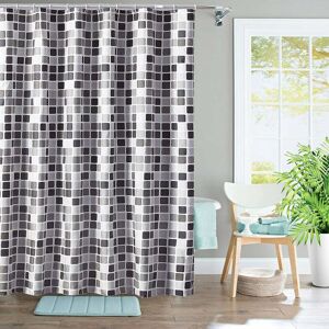 LANGRAY Household Shower Curtain, Mosaic Thick Waterproof Mildew-proof Bathroom Curtain, Polyester Fabric Super Wide Long Shower Curtain 180 180H cm