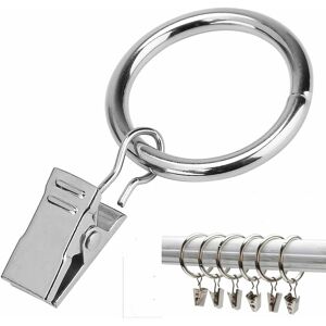 20 Piece Stainless Steel Curtain Rings with Clips 38mm Curtain Hooks, Curtain Rings, Shower Curtain Rings & Rods (Silver) - Langray