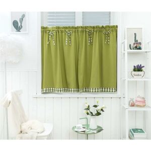 LANGRAY Curtains Small Short Windows Country Style Vintage Opaque Disc Curtains Short Curtains Short Curtain Kitchen Modern Checkered Set of 2 Living Room