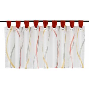 Disc curtain Bistro curtain in transparent voile with wave pattern loops h / w 60/120 cm colored red - Langray