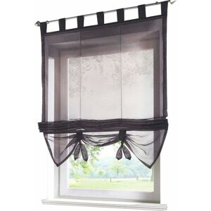 Roman Blind with Buckles Curtains Kitchen Roman Shades Transparent Buckle Modern Blind Curtains Gray Voile LxH 120x155cm 1pc - Langray