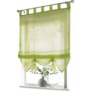 Roman Blind with Buckles Curtains Kitchen Roman Shades Transparent Buckle Modern Blind Curtains Green Voile LxH 120x155cm 1pc - Langray