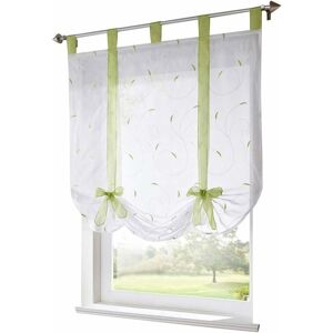 Roman blind with embroidery ribbon Roman curtains Transparent loop curtain in voile (WxH 60x140cm, green) - Langray