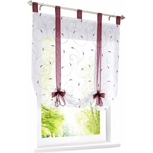 Roman blind with embroidery ribbon Roman curtains Voile Curtain with transparent buckles (WxH 60x140cm, bay) - Langray