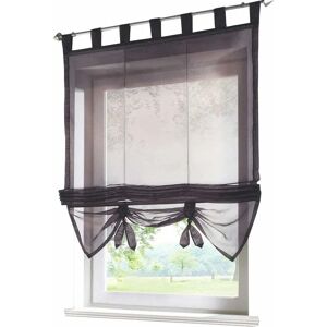 Roman Blind with Loop Curtains Kitchen Roman Shades Sheer Curtains with Blind Loop Modern Voile Gray WxH 60x155cm 1 pc - Langray