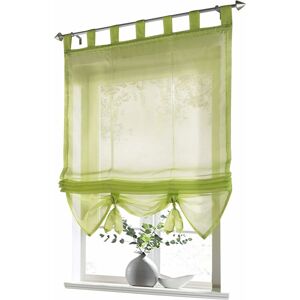 Roman Blind with Loop Curtains Kitchen Roman Shades Sheer Curtains with Blind Loop Modern Voile Green WxH 60x155cm 1 pc - Langray