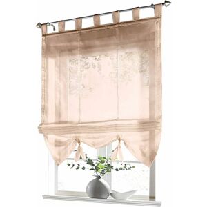 LangRay Roman Blind with Loop Curtains Kitchen Roman Shades Sheer Curtains with Blind Loop Modern Voile Sand LxH 60x155cm 1 piece