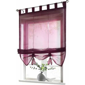 Roman Shade Loop Curtains Kitchen Roman Shades Sheer Blind Loop Curtains Modern Voile Wine Red WxH 80x155cm 1 pc - Langray